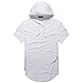 UNRESTRAINED Mens Hipster Longline Hooded Side Zipper T Shirt White M