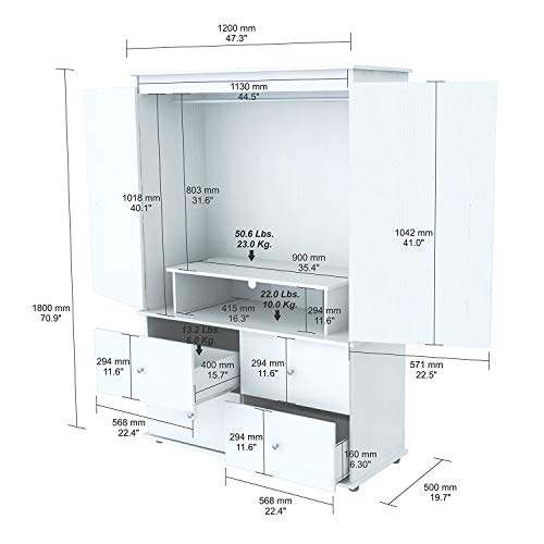 Inval America Laricina-White Armoire/ Audio/Video Combo