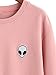 SweatyRocks Womens Casual Long Sleeve Pullover Sweatshirt Alien Patch Shirt Tops L Pink