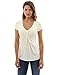 PattyBoutik Women's V Neck Twist Knot Front Short Sleeve Top (Off-White S)