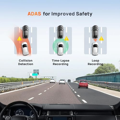 70mai A510 HDR 3K Dual Channel Dash Cam, STARVIS 2 IMX675 Sensor, ADAS, Built-in GPS Logger, Route Recorder, MaiColor Vivid+ with Night Owl Vision, App Playback & Share, Optional Parking Monitoring