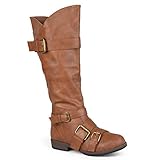 Brinley Co. Womens Regular and Wide-Calf Buckle-Strap Knee-High Riding Boot