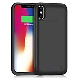 iPhone X / 10 Battery Case 5200mAh HETP Rechargeable External Charger Case Portable Power Charging Case [Lightning Charging Port] with Sync Through for Apple iPhone X / 10 (5.8 Inch)- Black