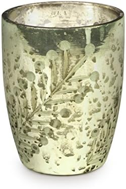 Soy Wax Candle in Etched Mint Mercury Glass, 10-Ounce, Balsam &amp; Fir