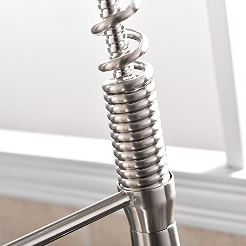 Hotis Commercail High Arch Single Handle Pull Out Single Handle Prep Sink Stainless Steel Pull Down Sprayer Kitchen Sink Faucet,Brushed Nickel Kitchen Faucets