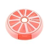Tmarton 1PC Cute Fruit Style Pink Travel 7 Compartment Weekly Pill Storage Case Box Medicine Rotation Holder Dispenser Organizer Container
