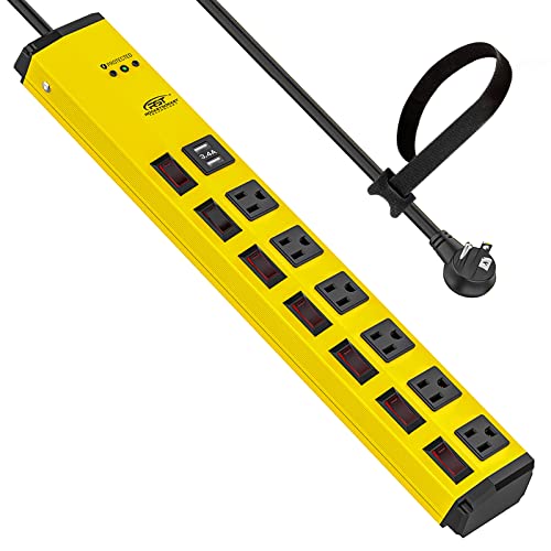 CRST Heavy Duty Power Strip with Individual Switches6 Outlet 2 USB