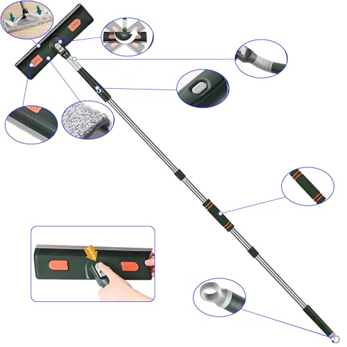 Genérico Limpiador Multiusos para Espejos y Azulejos con Mango Extensible - Herramienta de Limpieza de Esquinas para Baño, Cocina y Vidrio de Auto Kit fácil de Instalar