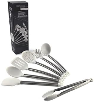 Centre Line Stainless Steel &amp; Silicone 7 pc. Kitchen Utensil Set - Arctic White