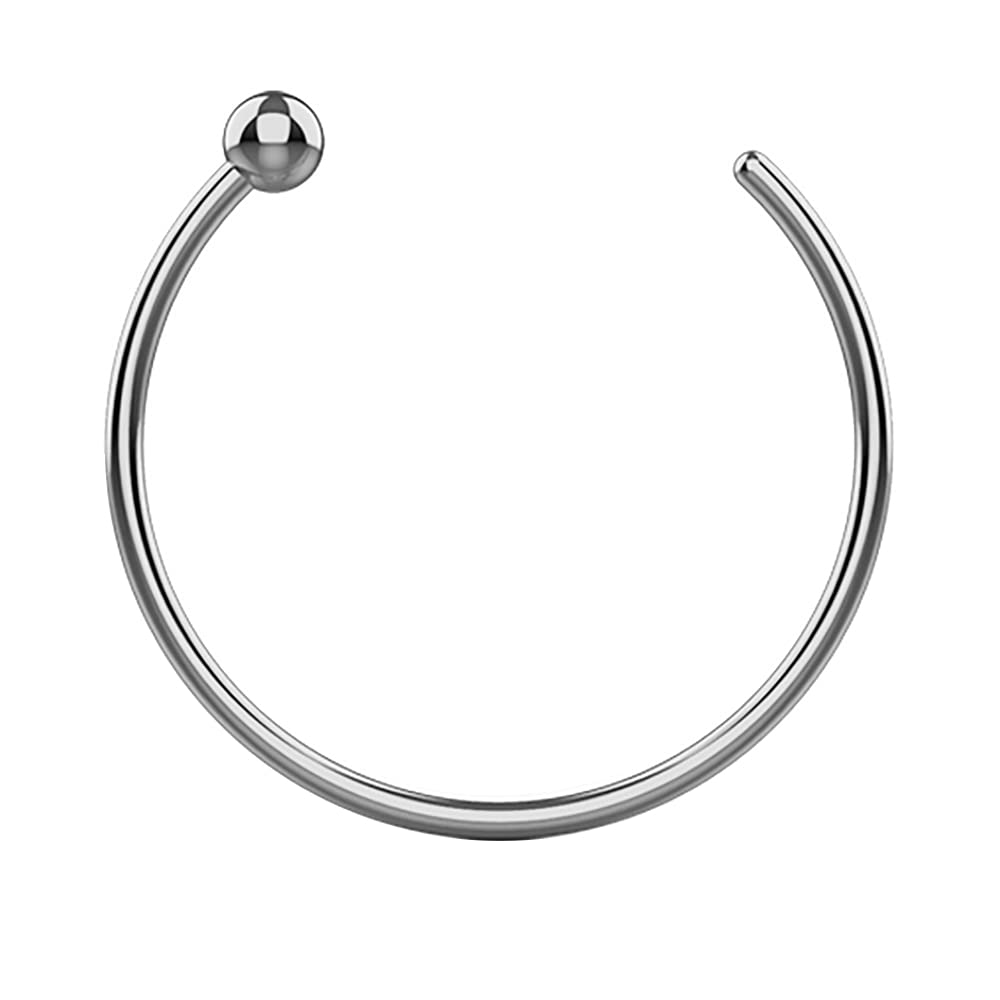 AZARIO LONDON 14K Solid White Gold 22 Gauge - 6MM Diameter Ball End Open Hoop Nose Piercing Ring Jewellery