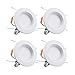 TORCHSTAR 5/6 Inch LED Recessed Downlight, Baffle Trim, Dimmable, 15W (120W Eqv.), CRI 90, UL Listed, 1100lm, 5000K Daylight, Simple Retrofit Installation, Pack of 4