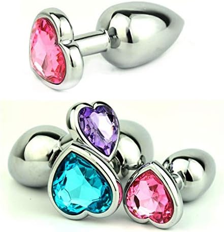 NLTPR Shirt Sextn Toys Small Size Heart Shaped Stainless Steel Crystal Jewelry Butt PlugsAnal PlugsAnal Tail Adult Sextn Toys Anal Balls,Dark Pink