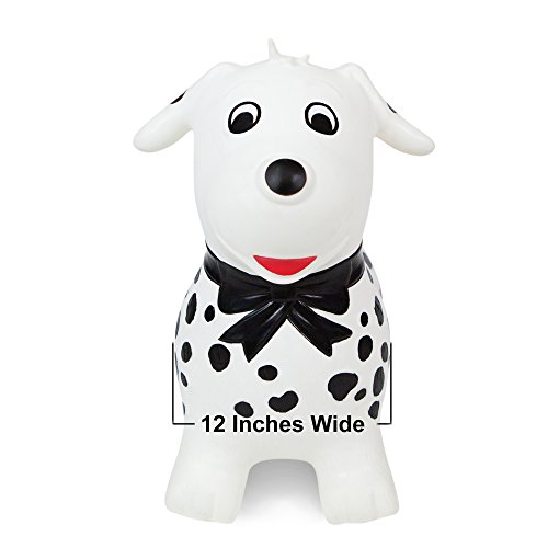 WADDLE Jumping Horse with Pump-Bouncy Horses Animals Hopper-Toddlers Inflatable Bouncing Horse Toys (White Dalmatian)