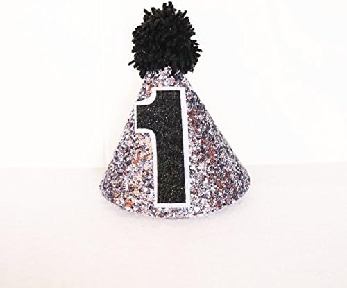Happy Birthday Sparkle Mini Festive Party Cone Hat Party Decorations Silver/ Black/ White