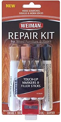 Weiman Wood Repair System Kit - 4 Filler Sticks 4 Touch Up Markers - Floor and Furniture Scratch Fix