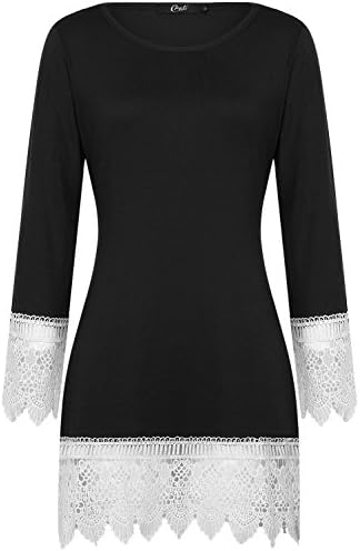 Creti Womens Fashion Casual Lace Long Sleeve Tunic Dress T Shirt Dress
