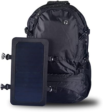 Waterproof Outdoor Solar Backpack, Solar Charger Travel Backpack With 6.5 Watts Solar Panel Charging for Mobile Phones, Tablet and Cameras (Black)