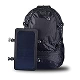 Waterproof Outdoor Solar Backpack, Solar Charger Travel Backpack With 6.5 Watts Solar Panel Charging for Mobile Phones, Tablet and Cameras (Black)