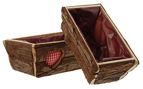 Herz Blumenkasten, Blumentopf eckig Pflanzkasten Pflanztopf "Rinde", im 2er Set mit Herz 24 x 13 x 10 cm, 30 x 18 x 12 cm – Bild 4