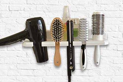 Teslyar Wall Mount Hair Dryer Hanging Rack Organizer Bathroom Hair Care Styling Tool Organizer Storage Flat Irons Curling Wands Hair Straighteners Hardware Included