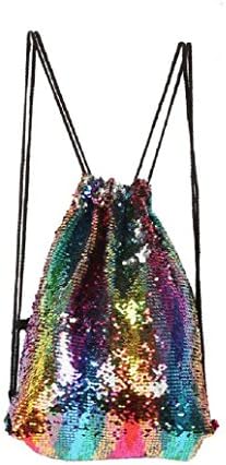 YuKing Magic Reversible Mermaid Sequin Backpacks Drawstring Backpacks Women Sports Backpack Bag,13.8"x 17.7"