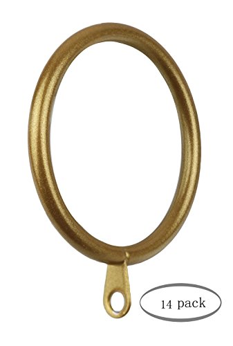 Meriville 14 pcs Gold 2-Inch Inner Diameter Metal Curtain Rings with Eyelets