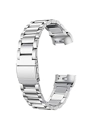 Aresh Compatible Fitbit Charge 3 correas & Charge3 SE correa, acero inoxidable Charge 3 correa de metal para hombres mujeres pulsera de repuesto para Fitbit Charge 3 3 SE Fitness Tracker