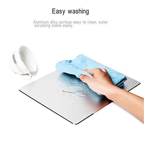 Mouse Pad, Qcute 9.18" 6.11" Gaming Aluminum Mouse Pad W Non-Slip Rubber Base & Micro Sand Blasting Aluminium Surface for Fast and Accurate Control (Silver) - Thumbnail 2