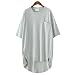SAYM Women Oversize Pocket Open Fork Hem Long T-shirt Tops Gray