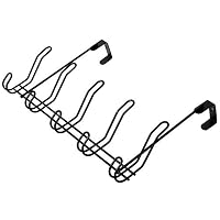 HJKK Over The Door Hook Hanger,5 Hooks/304 Stainless Steel Organizer Rack Whit No Assembly Required,Used to Hang Clothes, Towels, Kitchen Utensils, Backpacks, Bags and More-Black