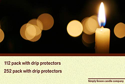 Simply Soson 112 Vigil Candles with Drip Protectors for Devotional Candlelight Vigil Service, Box of 112 Candles, Unscented White 5" H X 5/8" D | Unscented | No Smoke Code 2351