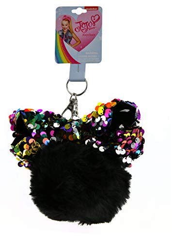 Mozlly Value Pack - Nickelodeon JoJo Siwa Heart Shaped Purse and Sequin Fur Pom Pom Keychain - Signature Collection Accessories (2 Items)