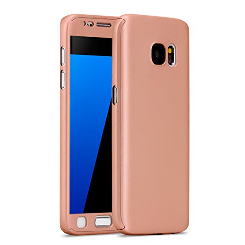 Samsung Galaxy S7 Case with Screen Protector Slim Rose Gold Cool - 360 Full Body Protection Protective Bumper Hard PC 5.1"( Rose Gold)