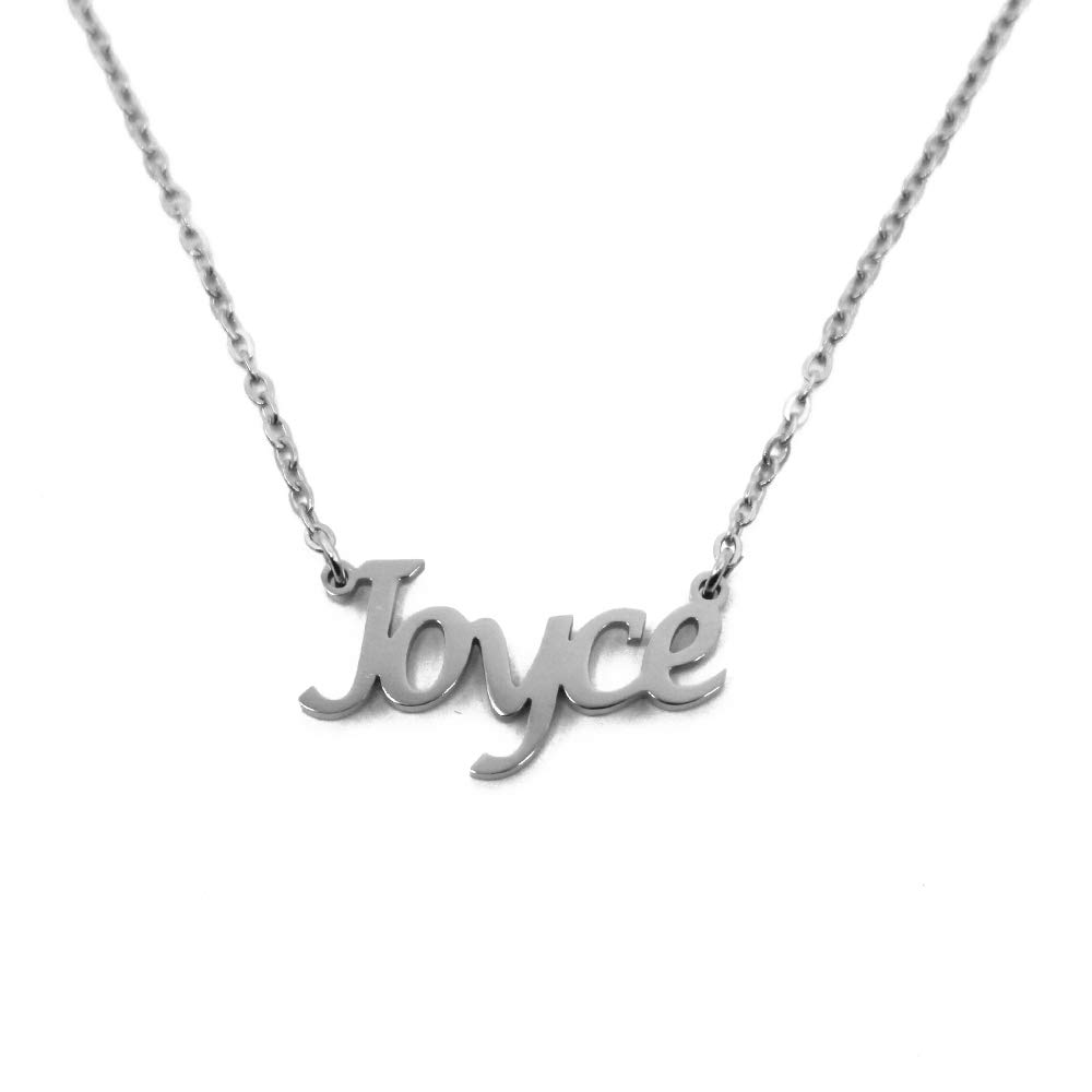 Kigu Joyce Personalised Name Necklace 18ct Silver Tone, Custom Dainty Name Pendants, Jewellery for Ladies, Girlfriend, Mother, Sister, Friends