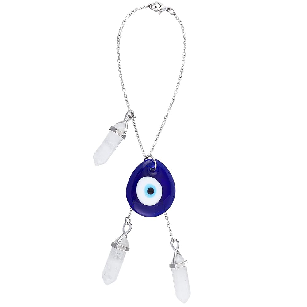 CRASPIRE Evil Eye Hanging Ornament Blue Crystal Pendant Decorations Lucky Protection Teardrop Wall Charm Decoration for Rear View Mirror Balcony Car Office Door Window Home Decor