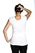 Cap Sleeve Extra Length Layering Tee Reversible Scoop Neckline Comfy Slim Fit (White, L)