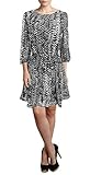 Peach Couture Womens Shift Mid-Length Dress Chevron Inky Edge Print Black S