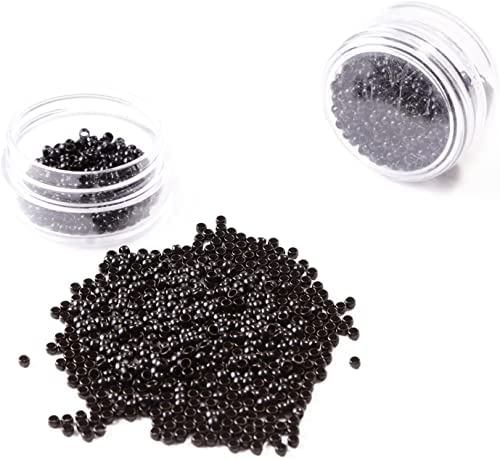 Vlasy Silicone Lined Nano Rings Beads for Nano Tip Hair Extensions Micro Nano Beads (600pcs,Black) — image 1