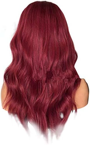 JESSIEJESSIE Fluffy Realistic Wigs For Women Big Wavy Long Wigs With Multiple Colors Wigs Heat Resistant Wigs Length 65cm (Color : Wine red)