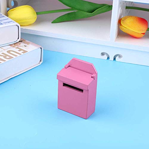 KEYREN Simulation Miniature Color Mailbox for 1:12 Doll House Door Garden Accessory (Pink) - Thumbnail 2