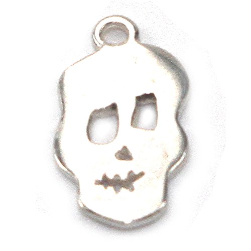 Amoracast AM380 Sterling Silver Skull Charm Jewelry Making Components, 8 x 15mm