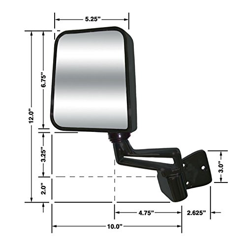CIPA 44400 Jeep Wrangler Black Half-Door Manual Replacement Driver Side Mirror