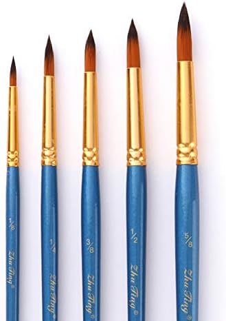 FOReverweihuajz Sale! 5Pcs Exquisite Painting Wooden Brushes Set, Artist Brush Tools for Oil Watercolor Acrylic Drawing - Blue