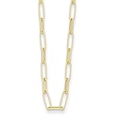Auriga Fine Jewelry 14K Yellow Gold Polished and Textured Paperclip Link Chain Necklace 18" to 34"