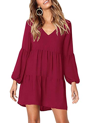Cotton Knit Long Sleeve Night Prom for Women, Fashion Sexy Long Party Dress(Classic Burgundy Medium)