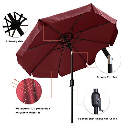 MASTERCANOPY 270 cm Sonnenschirm mit Volant Patioschirm Gartenschirm Terrassenschirm Tischschirm Martkschirm 8 Rippen… – Bild 4