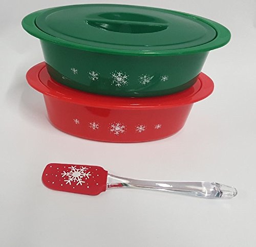 Set of 2 Holiday Microwave Casserole Dishes with Spatula