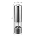 Electric Salt and Pepper Grinder Stainless Steel Spice Mill Automatic User Friendly Button Adjustable Coarseness See-Through Design Battery Operated by LUUKMONDE(Pack of 1)