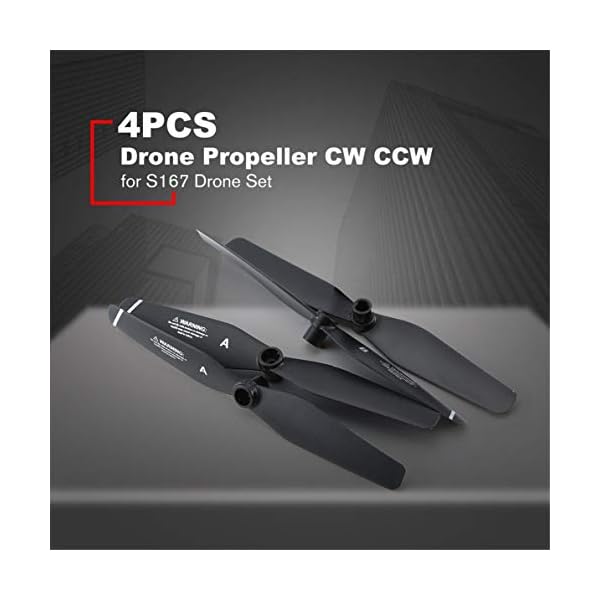 Monlladek Propeller, 4 Stück Rc Hubschrauber Propeller Cw CCW Requisitenblätter für S167 Rc Drohnen Set (Schwarz) – Bild 3