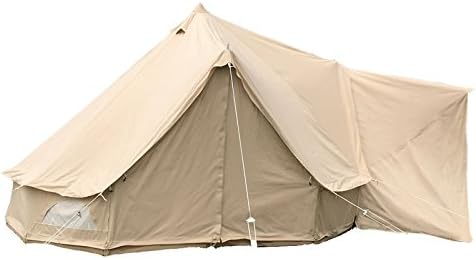 Glawning Bell Tent Awning Fireproof Cotton Canvas 4M (Comes With Heavy Duty Metal Pegs And Polyester Guy Ropes)